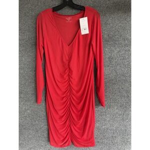 Isabel Maternity Red Large Ruched Dress NWT Holiday Party P6